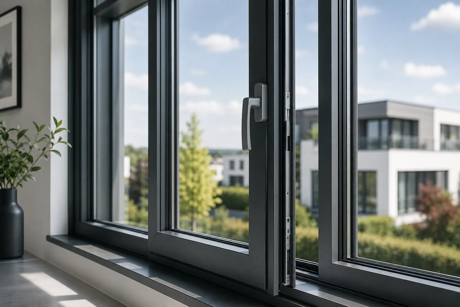 Schmal gerahmte Aluminium-Fenster mit großer Glasfläche