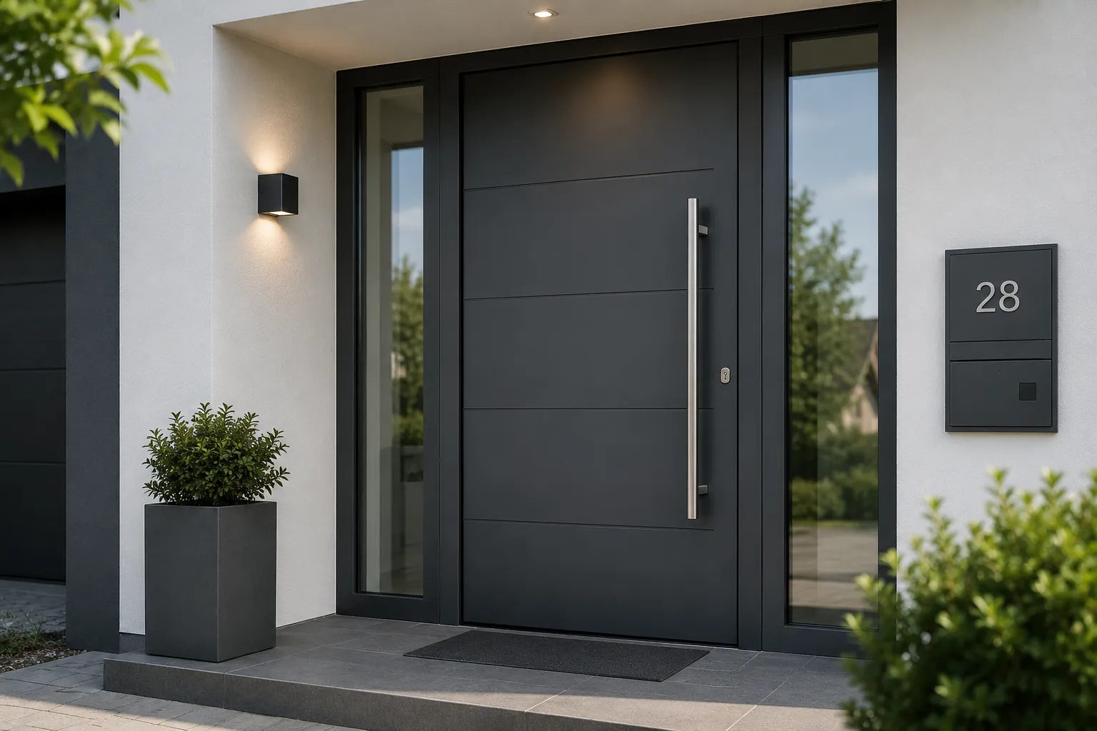 Moderne Aluminium-Haustür in Anthrazit
