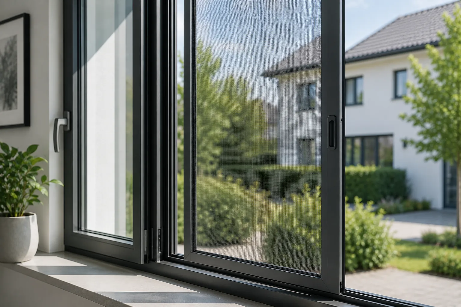 Nahezu unsichtbarer Insektenschutz im Fensterrahmen