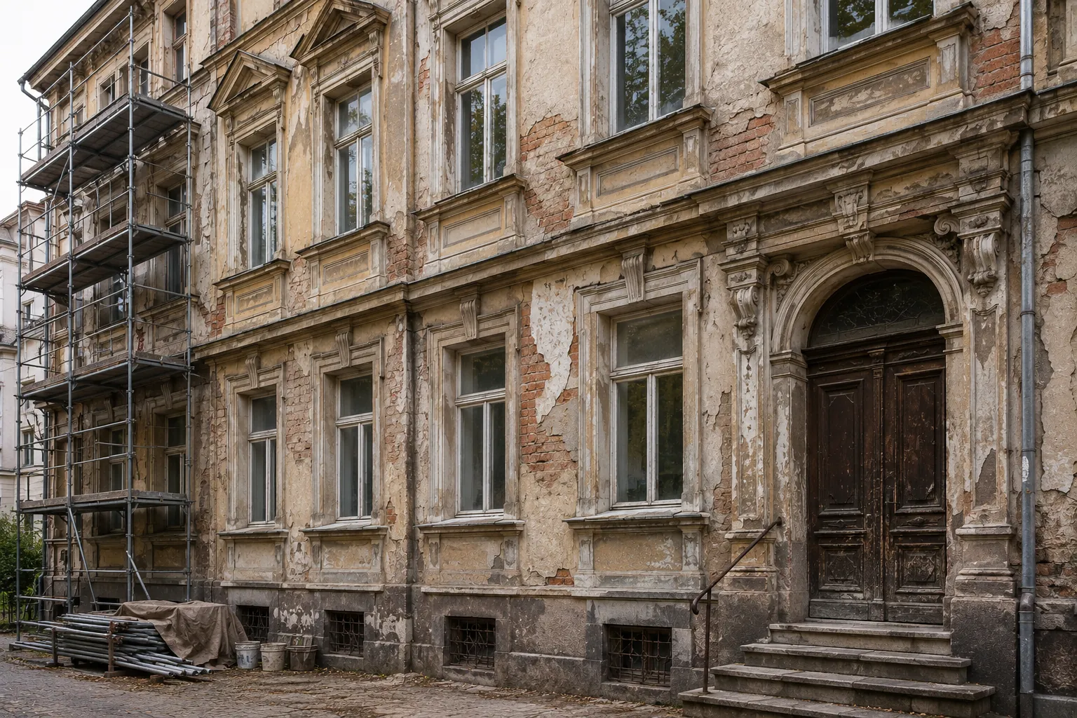 Altbau-Fassade vor der energetischen Sanierung
